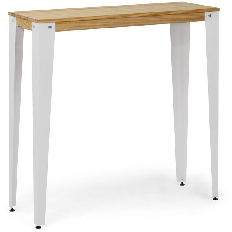 Box Furniture - Table Mange debout Lunds 39x70x110cm Blanc-Naturel.