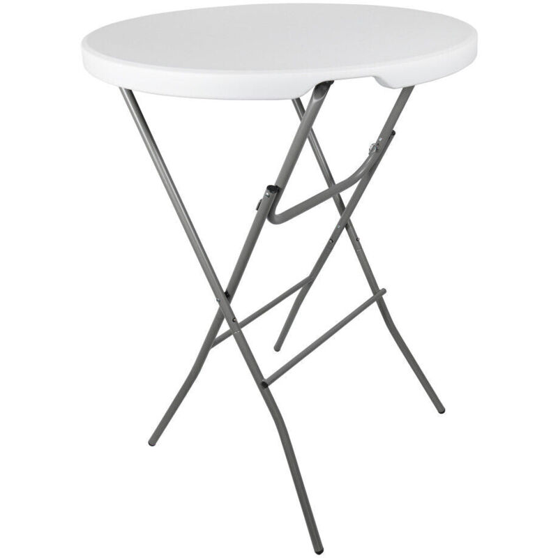 Ac-deco - Table camping réception Mange Debout Pliable Diam 80cm x Hauteur 110cm Blanche