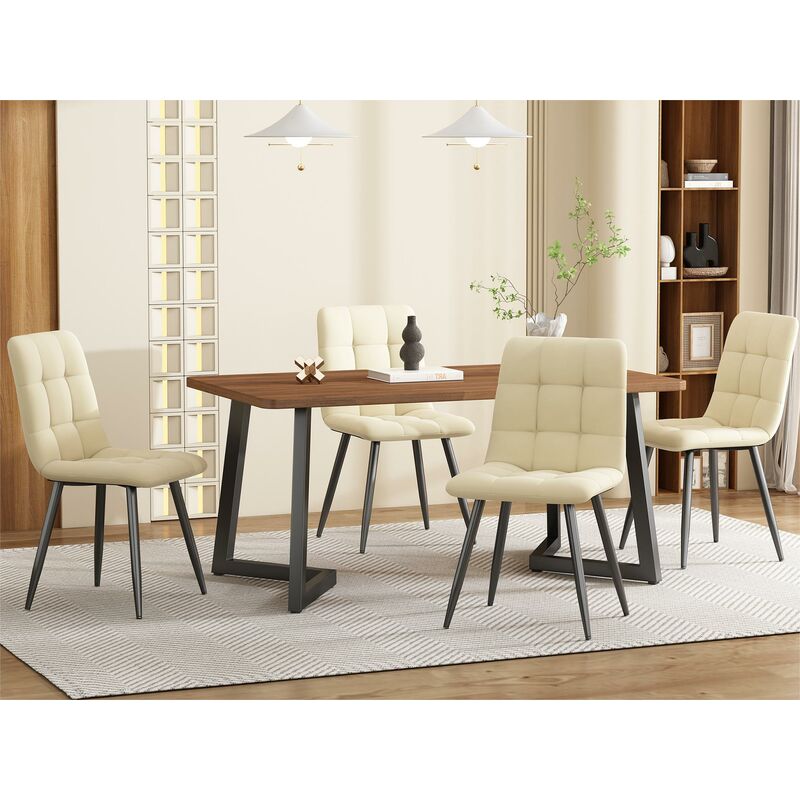 Modernluxe - Table à manger - plateau en grain de bois - pieds en métal- 117x68cm - Marron & Noir