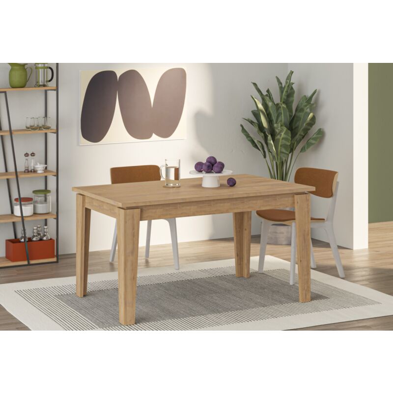 Abitare - Table à manger extensible 140 x 80 cm chêne clair - Amsterdam
