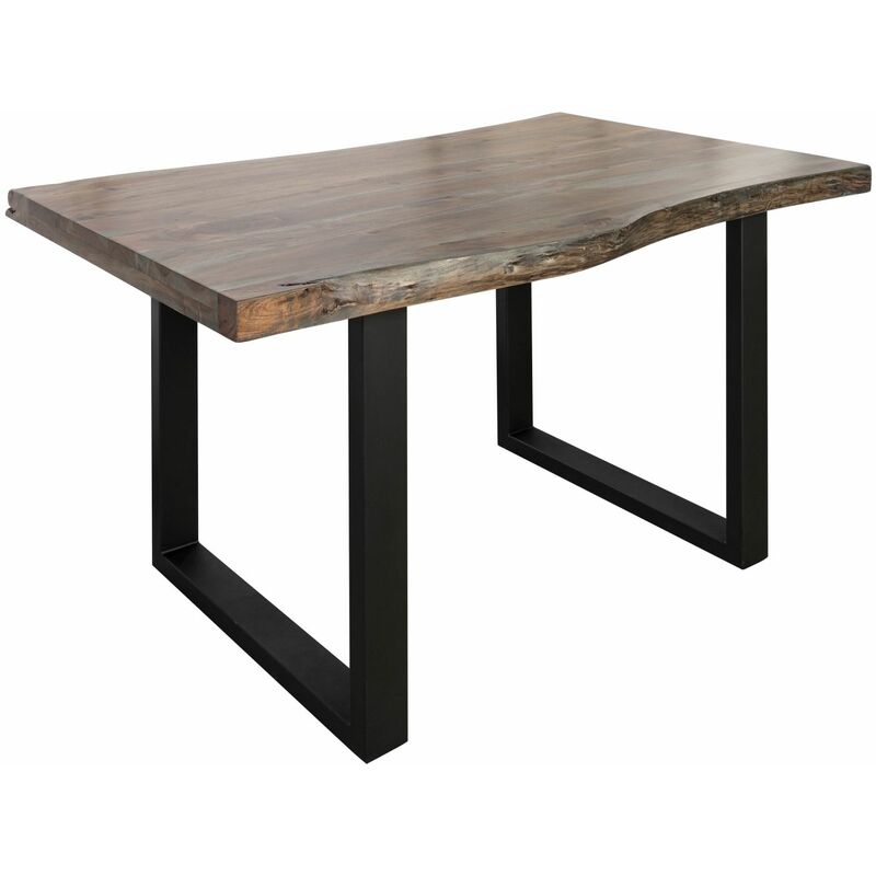 Massivmoebel24 - Table à manger 140x90 Acacia laqué Gris taupe / Anthracite mat freeform 5