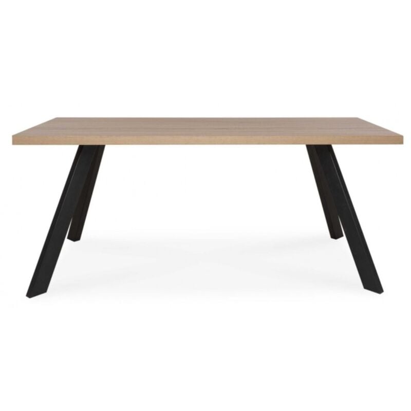 Abitare - Table à manger 160x190 cm chêne clair et gris anthracite - Lugo