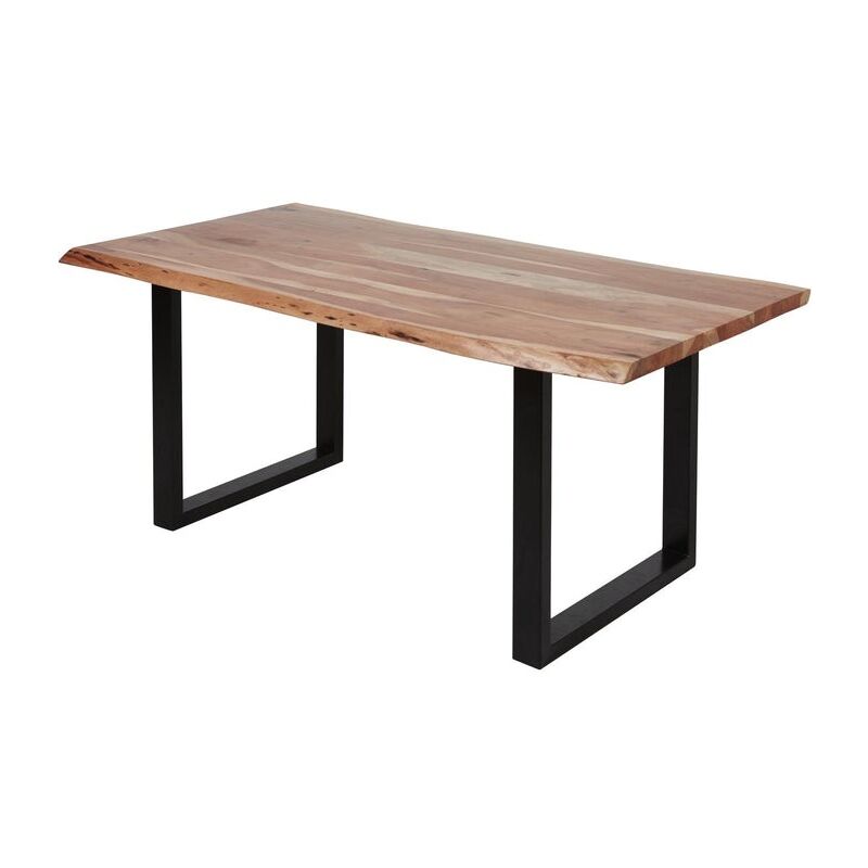 Table à manger 180 cm acacia massif clair et pieds carrés métal Rid