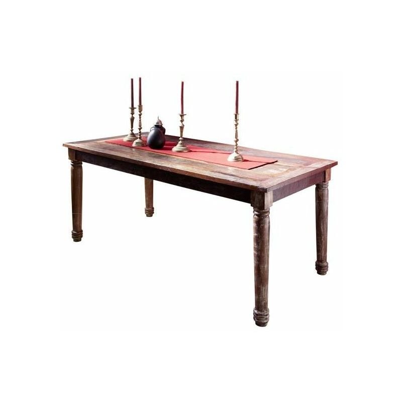 Table à manger 180x90 Bois de récupération laqué Multicolore fable 08 - multicolore