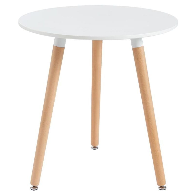 Vente-unique - Table à manger 2 personnes en mdf et hêtre - Blanc - rolena