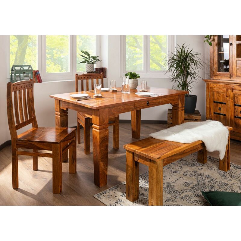 Table à manger 200x100 Acacia laqué Miel OXFORD #0605 - brun