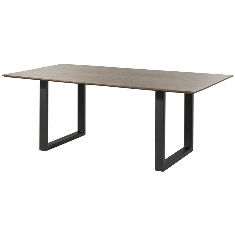 Table à manger 200x100 Acacia laqué Gris taupe / Anthracite mat Pieds en u swiss edge
