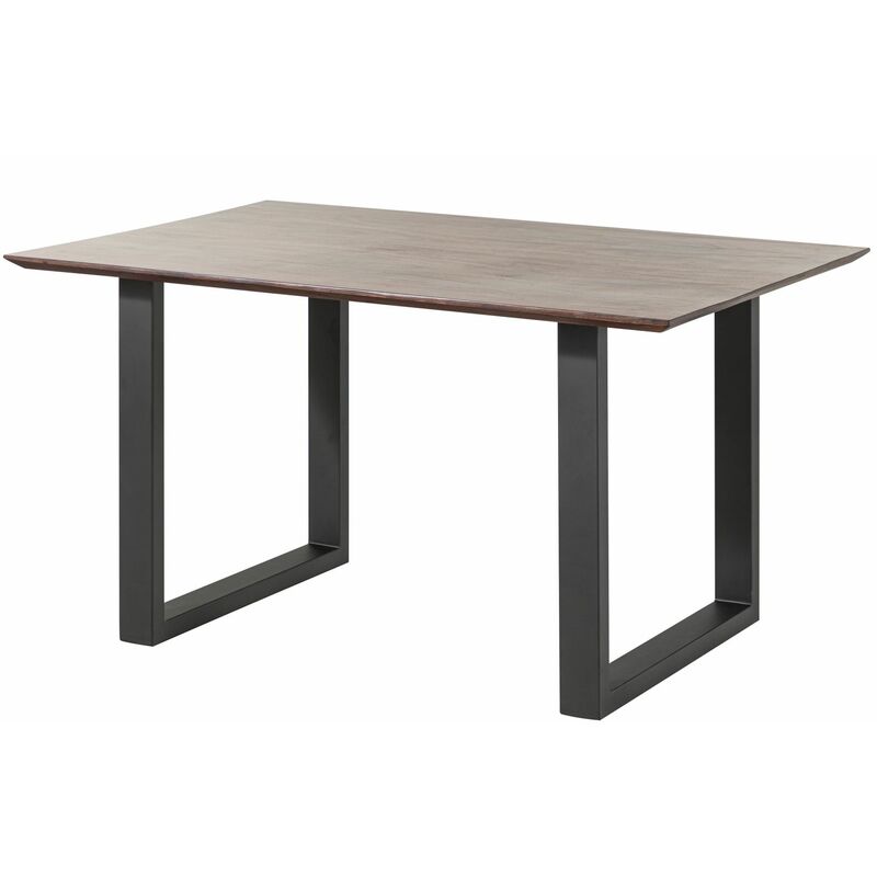 Table à manger 140x90 Acacia laqué Gris taupe / Anthracite mat Pieds en U SWISS EDGE