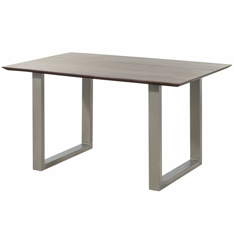 Massivmoebel24 - Table à manger 140x90 Acacia laqué Bois naturel / Gris mat Pieds en u swiss edge