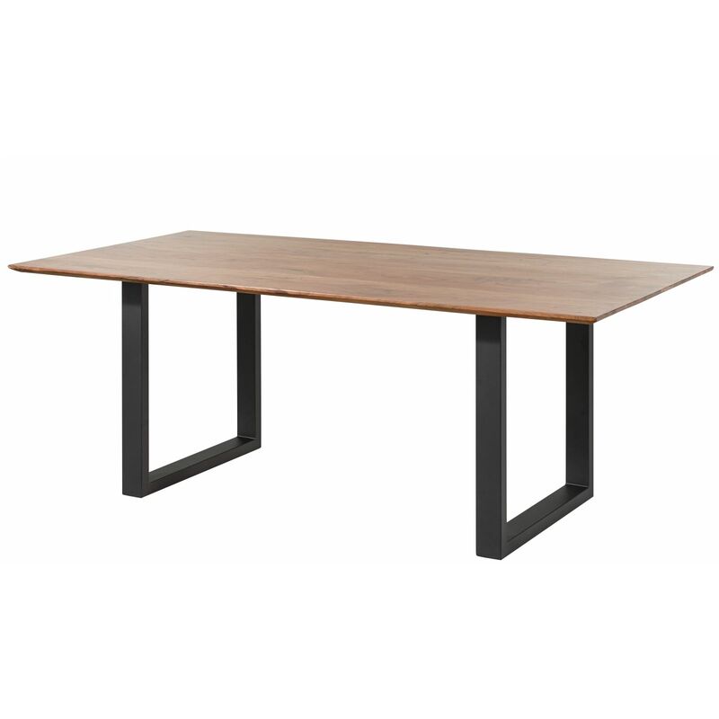 Table à manger 180x90 Acacia laqué Bois naturel / Anthracite mat Pieds en u swiss edge