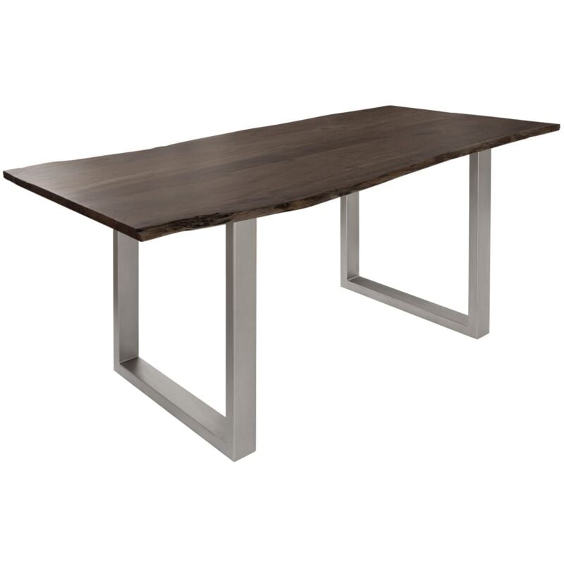 Massivmoebel24 - Table à manger 180x90 Acacia laqué Gris taupe / Gris mat freeform