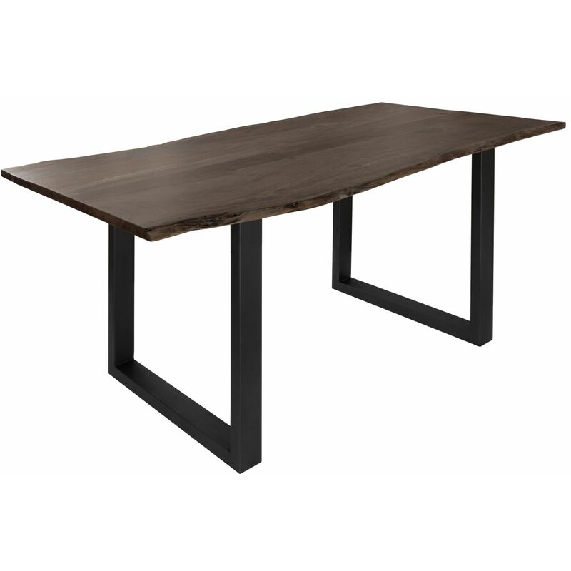 Table à manger 140x90 Acacia laqué Gris taupe / Anthracite mat FREEFORM