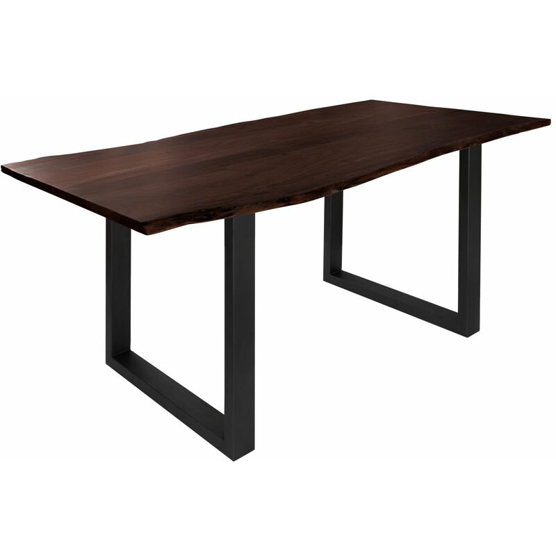 Massivmoebel24 - Table à manger 200x100 Acacia laqué Brun / Anthracite mat freeform