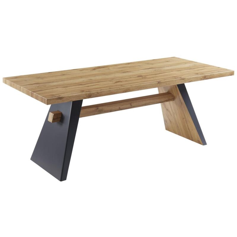 Vente-unique - Table à manger 8 personnes en mdf - Naturel et anthracite - milatu