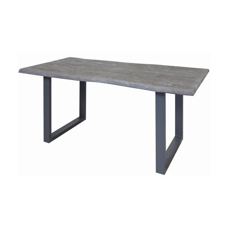 Les Tendances - Table à manger acacia massif gris et pieds métal Melin L 200 cm