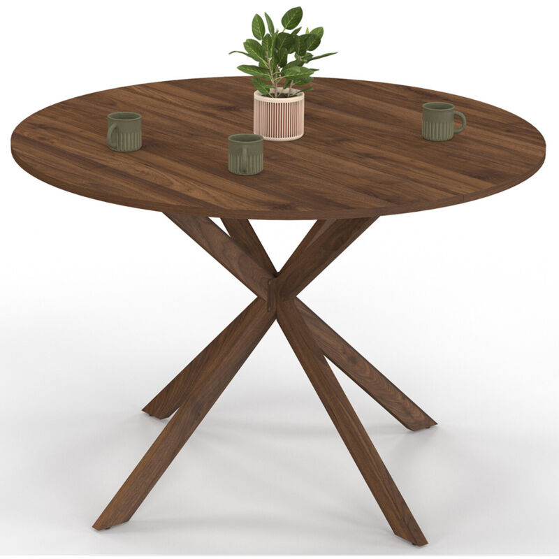 Idmarket - Table à manger ronde alix 6 personnes pied araignée noyer 110 cm
