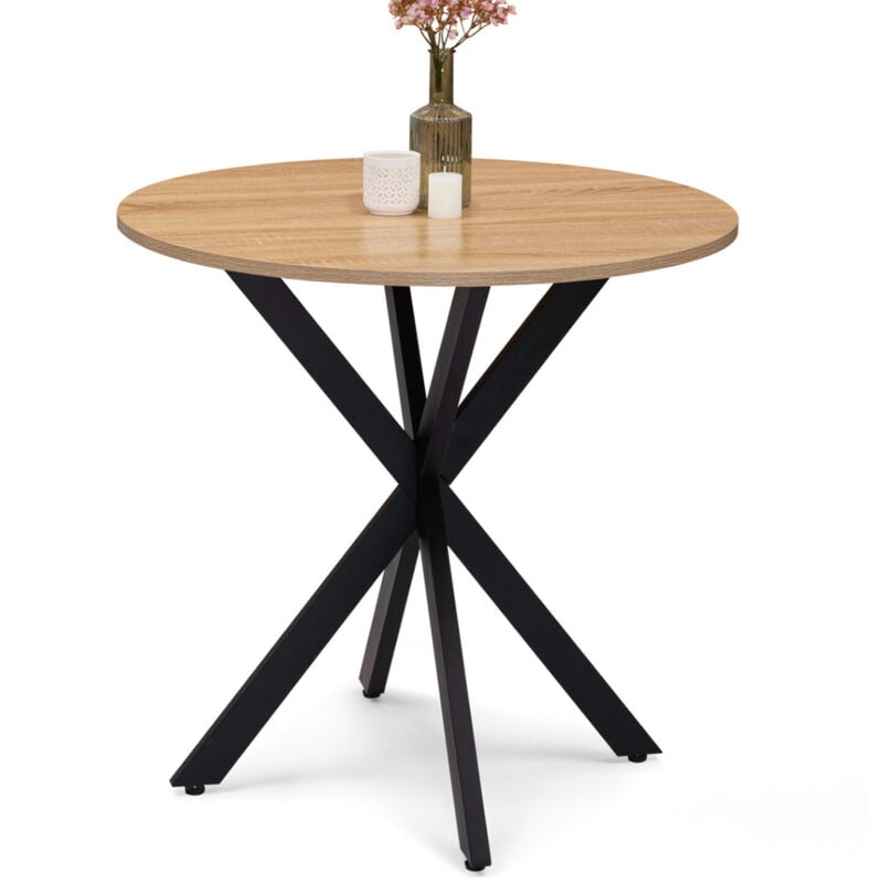 Idmarket - Table à manger ronde alix 4 personnes pied araignée bois et noir 80 cm
