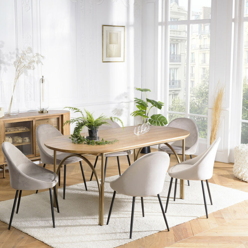 YSEULT - Table à manger ovale 6 personnes 180x90cm bois peuplier couleur naturelle - Naturelle