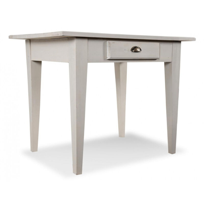 Table à manger 2 tiroirs 2 places - Bois - Blanc - Décoration d'Autrefois