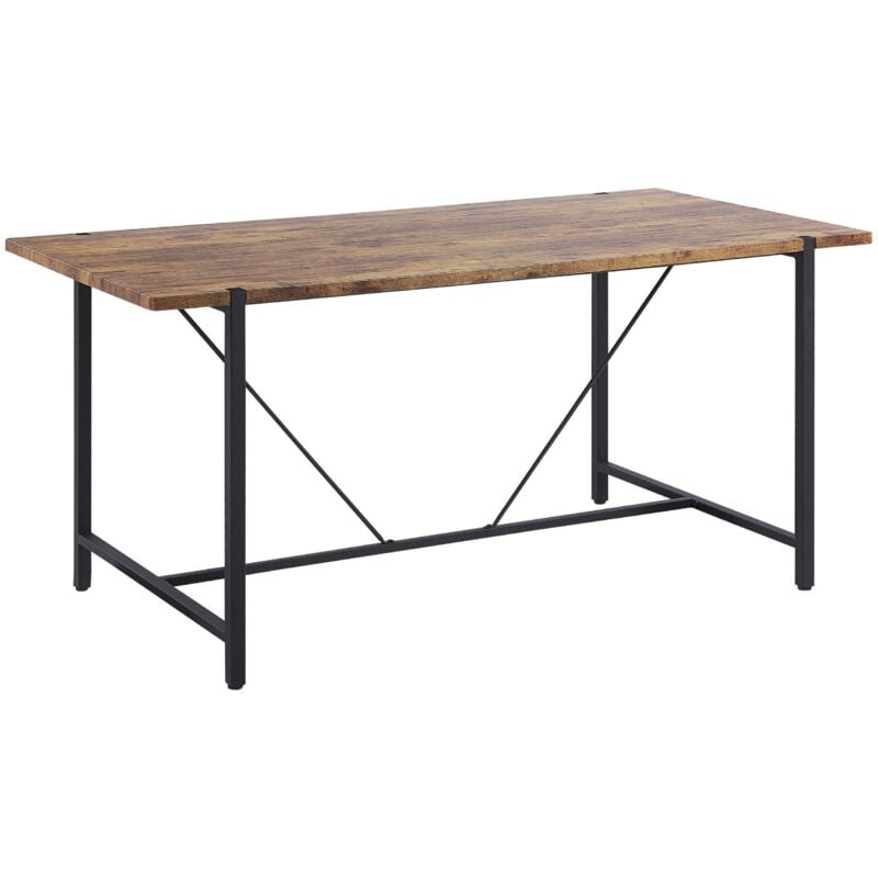 Beliani - Table de Repas Industrielle en Bois foncé mdf 160x80 cm Pieds en Métal Saritas