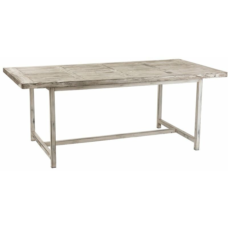 Inside75 - Table à manger BYZO en bois blanc délavé. - blanc