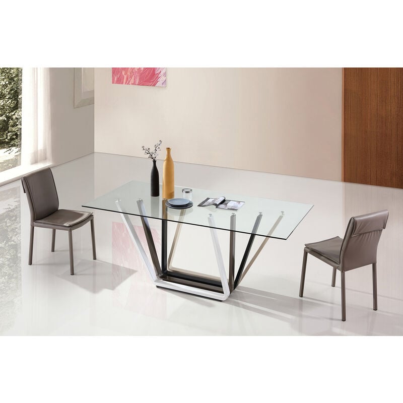 Designetsamaison - Table à manger design transparent en verre - Manarola