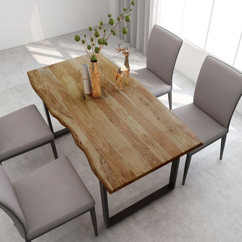 Table à manger en bois et acier de conception élégante disponibles différentes tailles Taille : 160 x 80 x76 cm