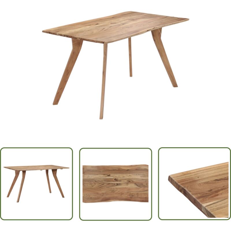 The Living Store Table de salle à manger 140x80x76 cm Bois d'acacia massif - Table à Manger - Table Acacia - Meubles Salle à Manger - Mobilier