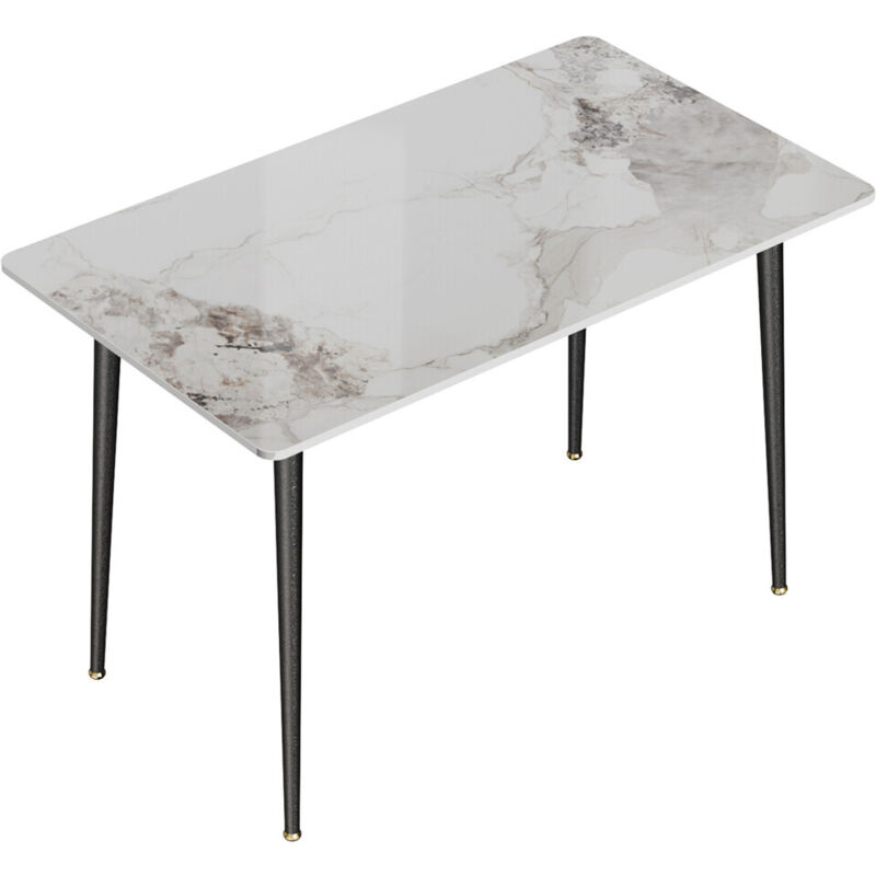 Unho - Table à Manger en Marbre - 120x70cm Grande Tables de Cuisine 6 Personnes Meubles de Salle à Manger Design Céramique - Jade Blanc