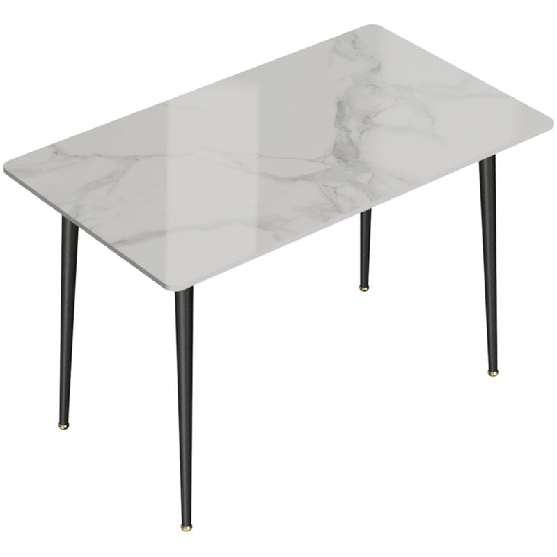 Table à Manger en Marbre - 120x70cm Grande Tables de Cuisine 6 Personnes Meubles de Salle à Manger Design Céramique - Bentley Blanc