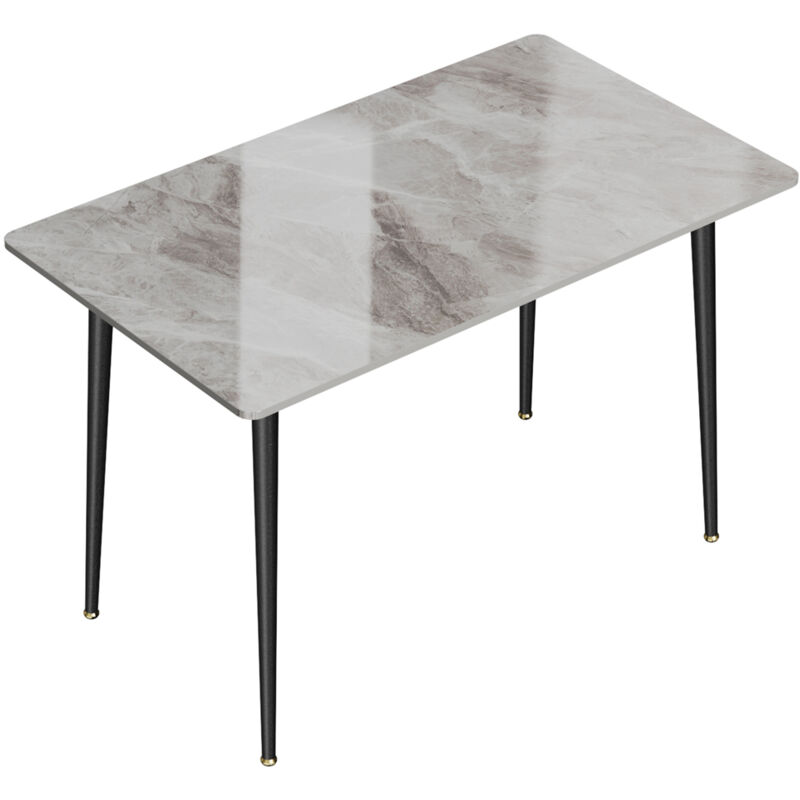 Table à Manger en Marbre - 120x70cm Grande Tables de Cuisine 6 Personnes Meubles de Salle à Manger Design Céramique - Gris Italien