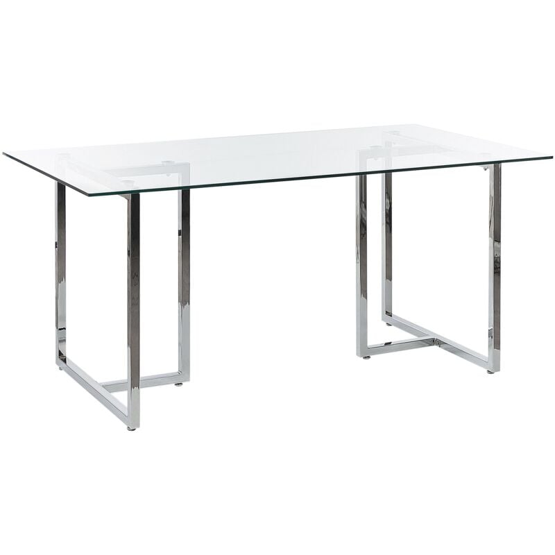 Beliani - Table de Repas en Verre Trempé 160 x 90 cm Pieds Argentés Envia