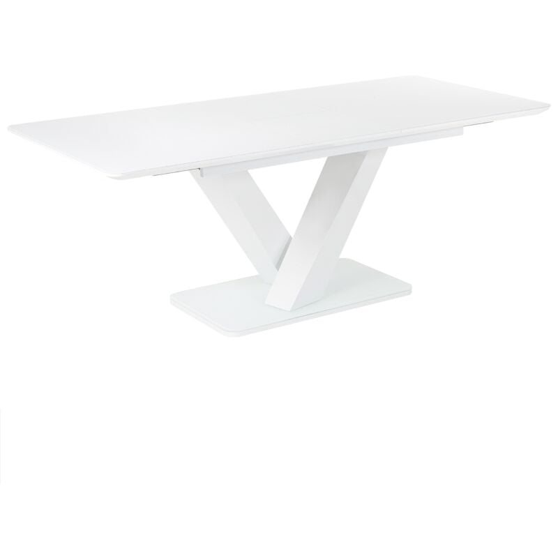 Table à Manger Extensible avec Plateau de Verre Design Moderne 160/200 x 90 cm Blanc Saltum