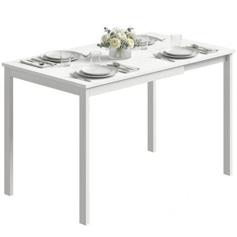 Table manger extensible 80-120 cm 4-6 personnes table cuisine extension coulissante blanc