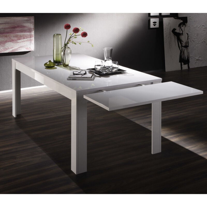 Azura Home Design - Table à manger extensible basic finition blanc laqué 137-185/79/90 cm
