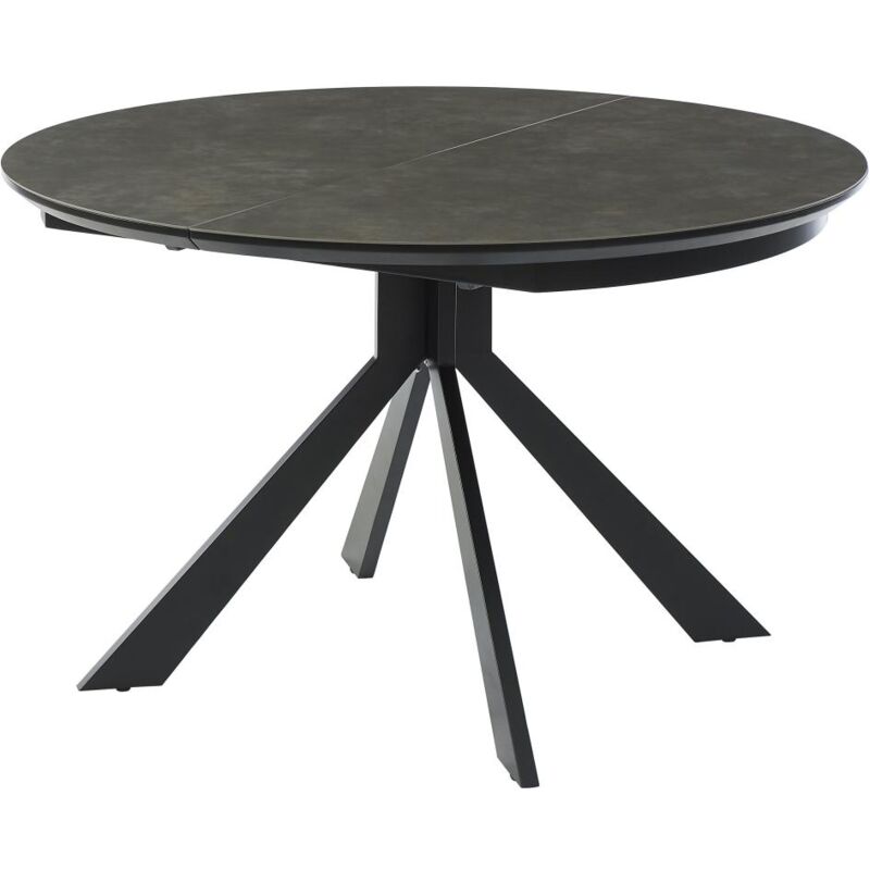 Vente-unique - Table à manger extensible clara - 4 à 6 personnes - Céramique & Métal - Anthracite de Maison Céphy
