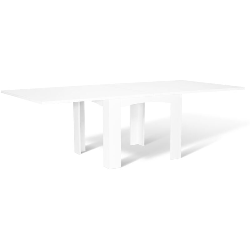 Table à manger extensible rectangle dona 4-10 personnes blanche 110-220 cm