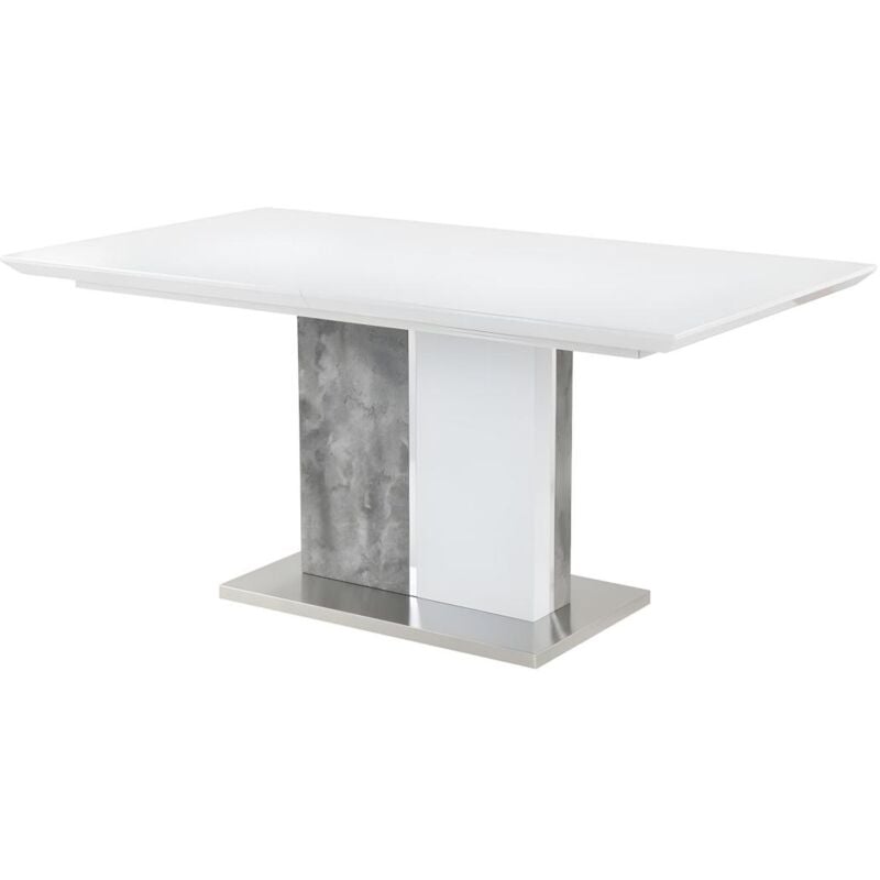 Vente-unique - Table à manger extensible - 6 à 8 personnes - mdf - Coloris : Blanc laqué et béton - eren