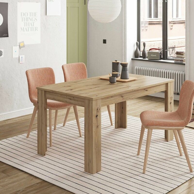 Miroytengo - Table à manger extensible Kendra 140 cm (largeur) x 78 cm (hauteur) x 90 cm (profondeur) - Chêne Nodi