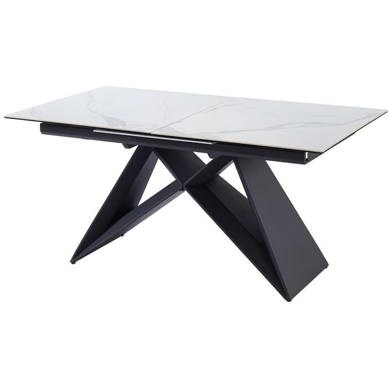 Vente-unique - Table à manger extensible libsy - 6 à 8 personnes - Céramique et Métal - Blanc de Maison Céphy