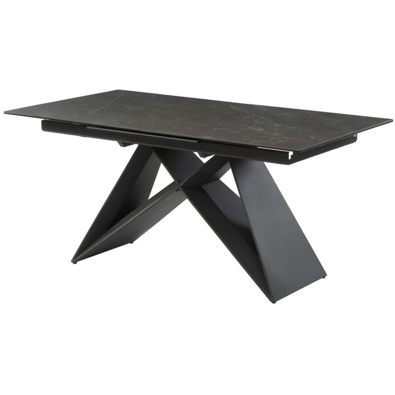 Vente-unique - Table à manger extensible libsy - 6 à 8 personnes - Céramique et Métal - Noir de Maison Céphy