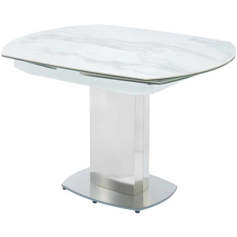 Vente-unique - Table à manger extensible talicia - 4 à 6 personnes - Céramique et Acier - Effet Marbre
