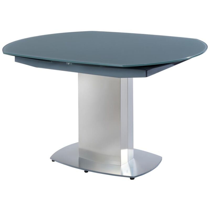 Vente-unique - Table à manger extensible talicia - Verre trempé & métal - 6 à 8 personnes - Coloris Gris