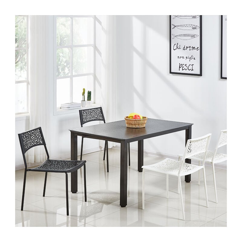Designetsamaison - Table à manger extérieur noire en Plastique renforcé - Siene