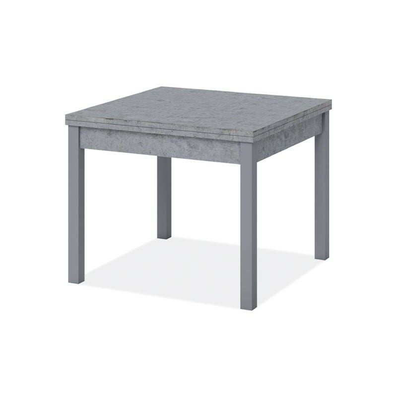 Table à manger gris béton avec ouverture livre en bois mélaminé cm 90x90 - 180
