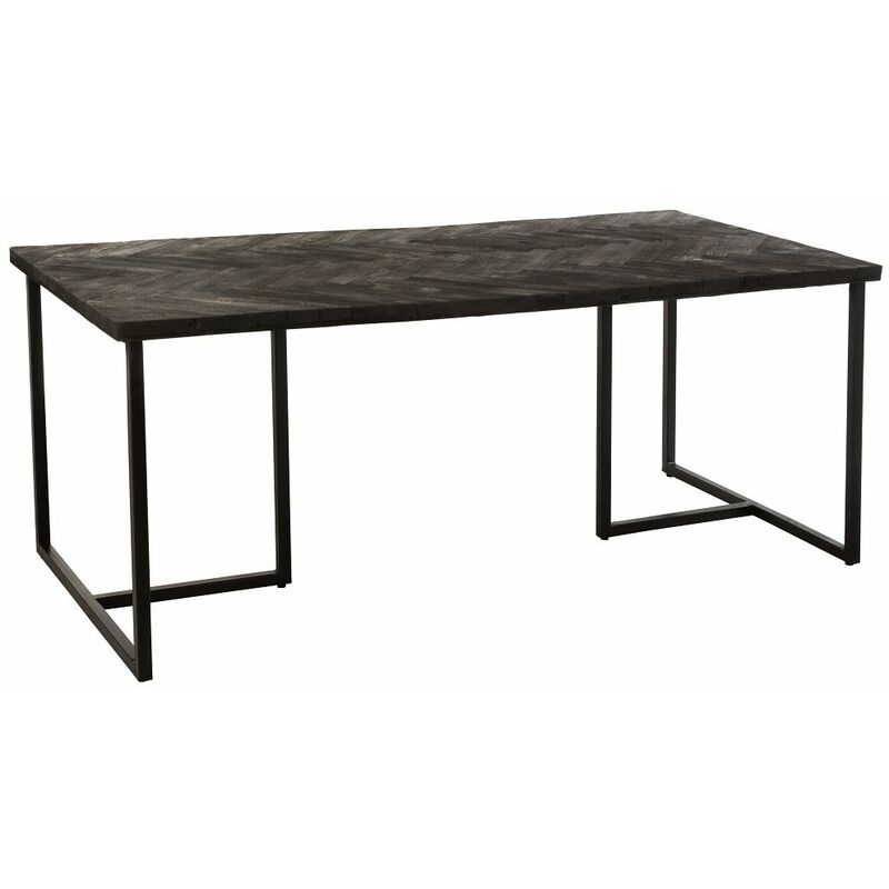 Inside75 - Table à manger GRUM rectangulaire en bois de manguier et métal noir - noir