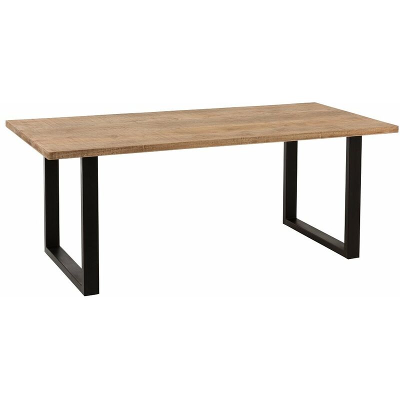 Inside75 - Table à manger NEJO en bois de manguier et métal noir. - natural