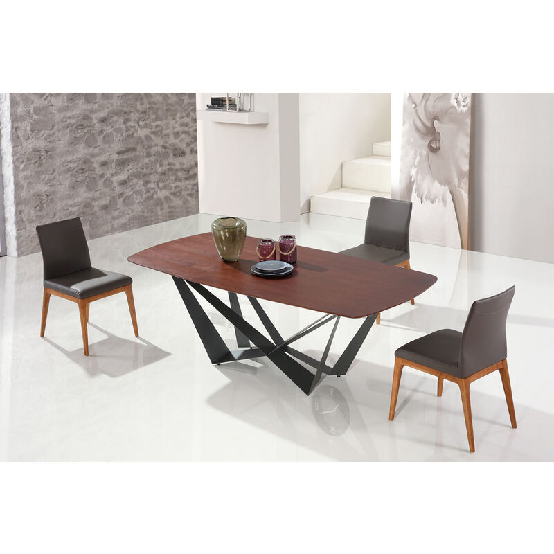 Designetsamaison - Table à manger rectangulaire design marron en bois - Suzana Marron