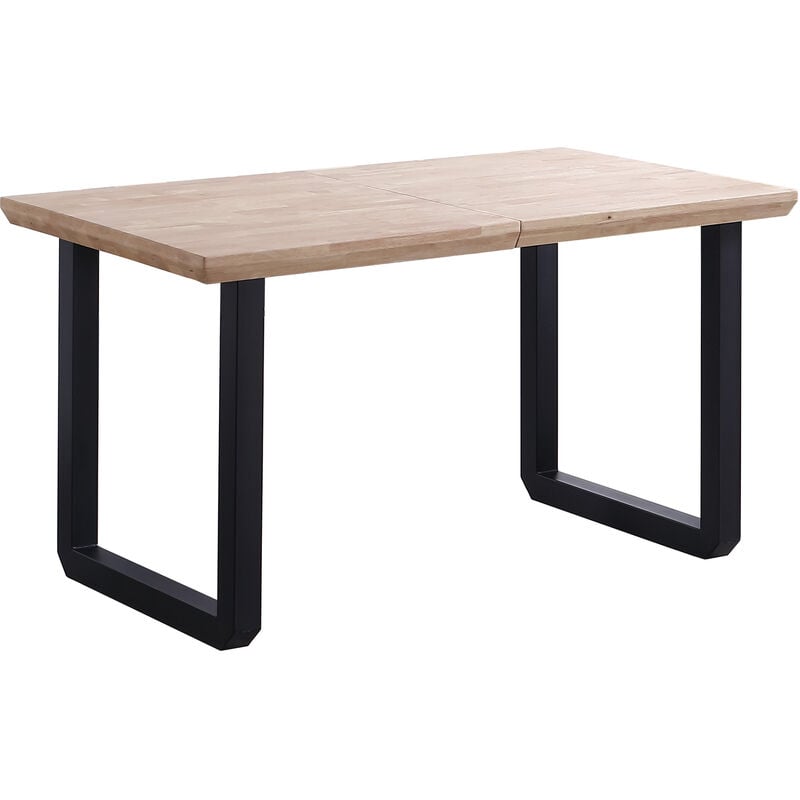 Pegane - Table à manger rectangulaire extensible en bois coloris chêne nordique pieds noir - longueur 140-220 x profondeur 80 x hauteur 77 cm