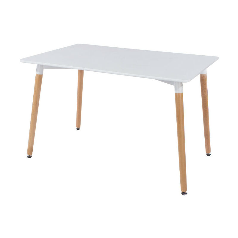 table de cuisine rectangulaire blanche et pieds bois clair askin 140